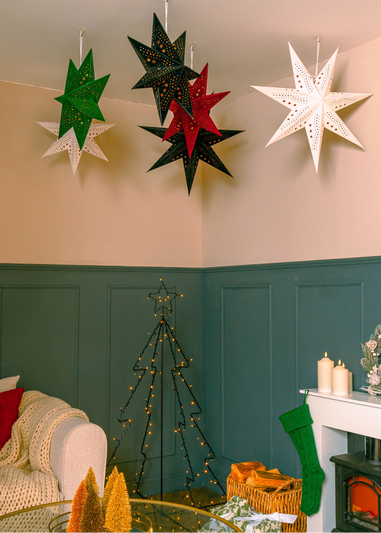 ValueLights Large White Velvet Star Light Plug in Wall Light Christmas Tree Topper (60cm x 60cm x 15cm)