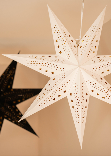 ValueLights Large White Velvet Star Light Plug in Wall Light Christmas Tree Topper (60cm x 60cm x 15cm)