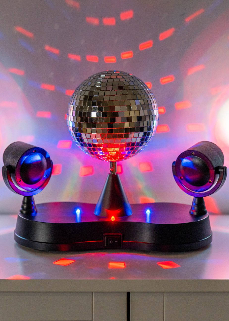 ValueLights Dolly Disco Ball Rotating RGB LED SpotLight Table Lamp (23.5cm x 15cm x 27cm)