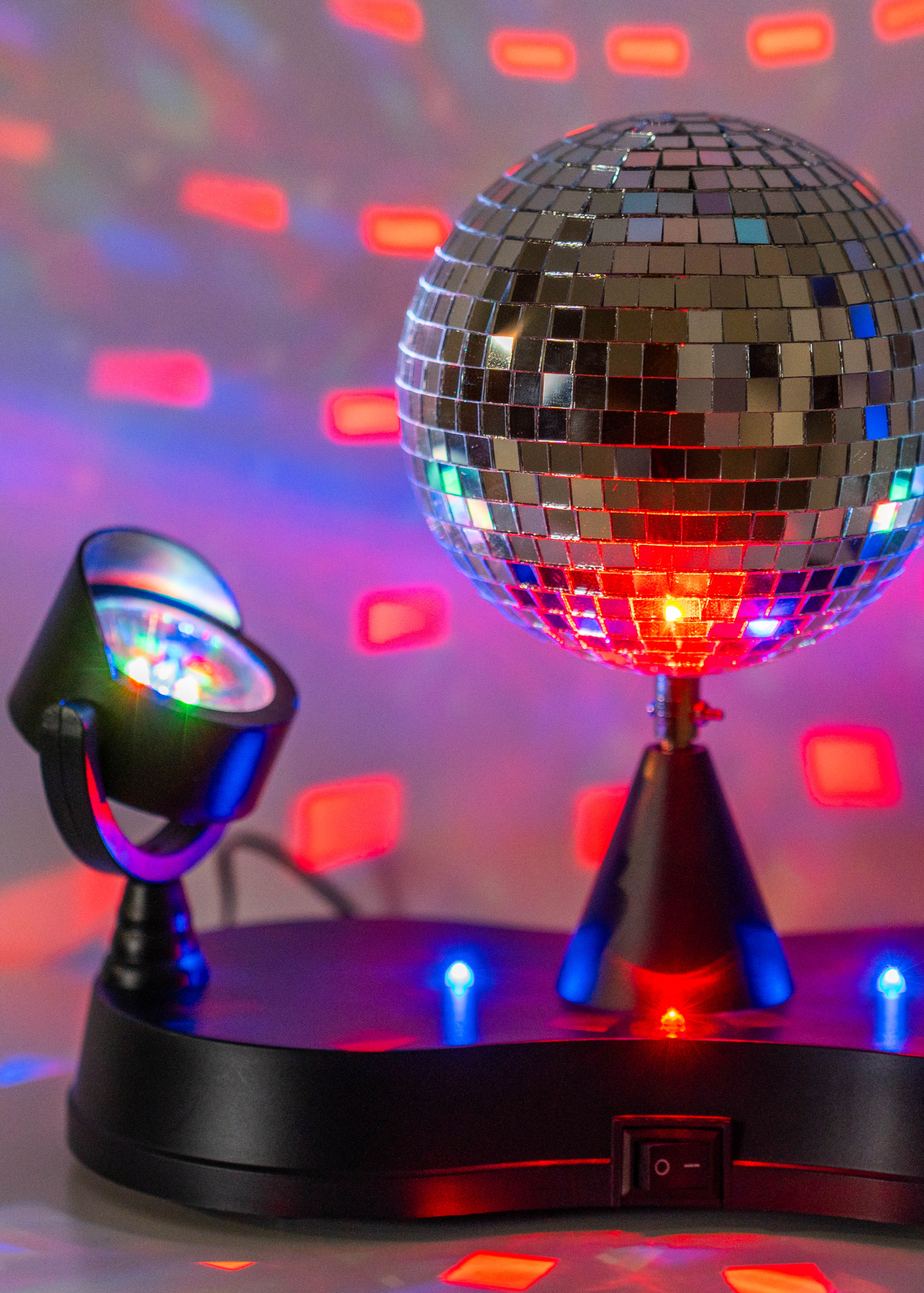 ValueLights Dolly Disco Ball Rotating RGB LED SpotLight Table Lamp (23.5cm x 15cm x 27cm)