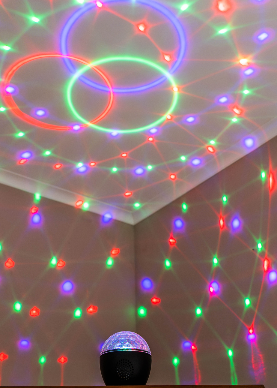 ValueLights Skylar Colour Changing LED USB Music Speaker Light Projector (12cm x 10cm x 10cm)