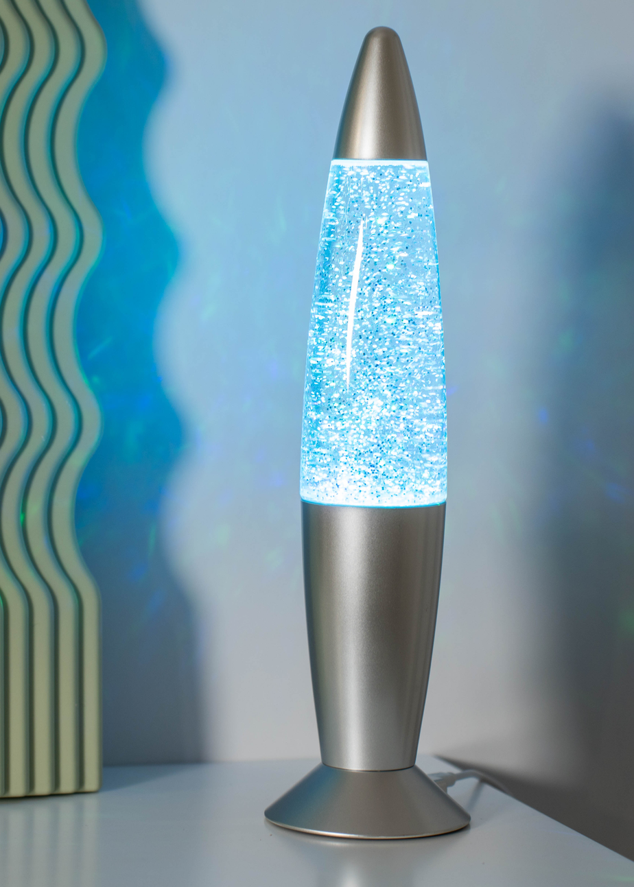 ValueLights Rizzo Colour Changing LED Silver Glitter Lamp (35cm x 9cm x 9cm)