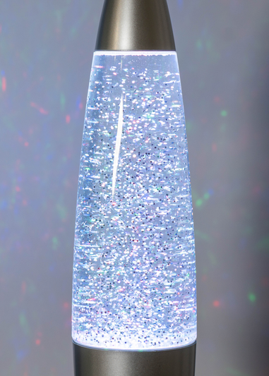 ValueLights Rizzo Colour Changing LED Silver Glitter Lamp (35cm x 9cm x 9cm)