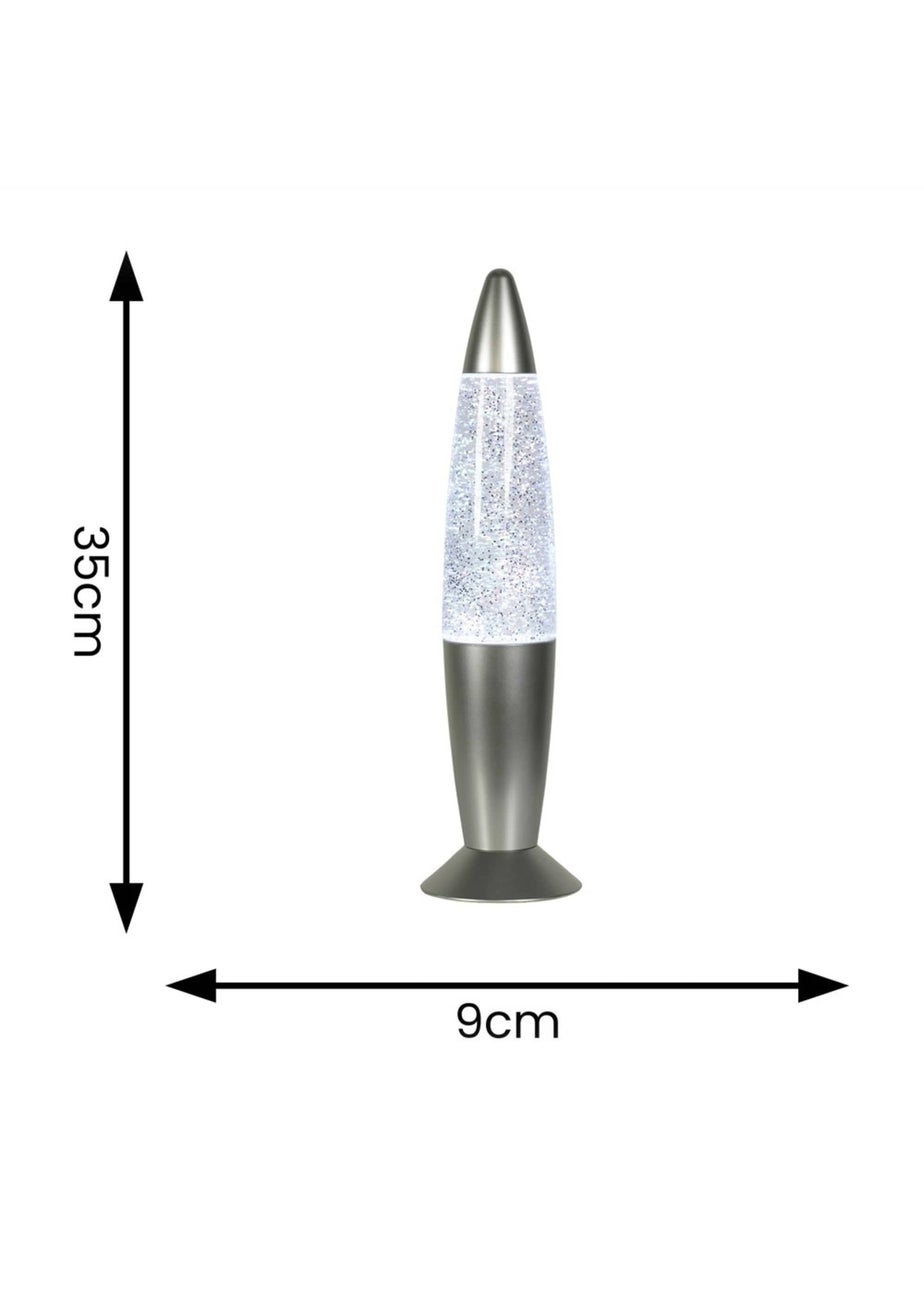 ValueLights Rizzo Colour Changing LED Silver Glitter Lamp (35cm x 9cm x 9cm)