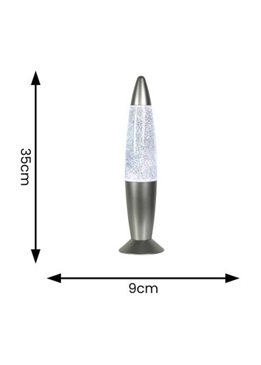 ValueLights Rizzo Colour Changing LED Silver Glitter Lamp (35cm x 9cm x 9cm)