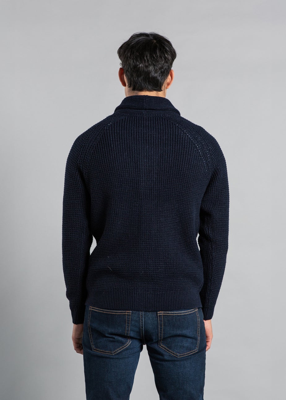 Tokyo Laundry Navy Shawl Neck Waffle Knit Cardigan