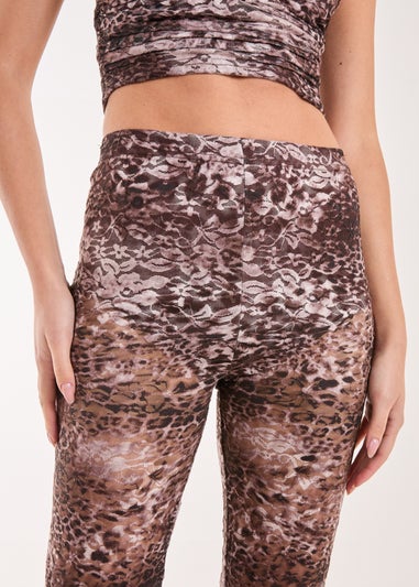 Blue Vanilla Brown Leopard Lace Flares