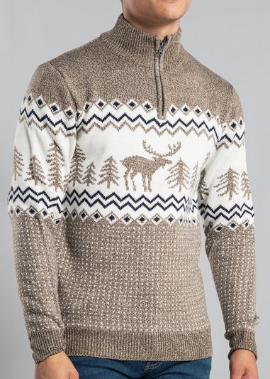 Tokyo Laundry Natural Festive Jacquard Knit Jumper