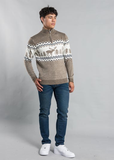 Tokyo Laundry Natural Festive Jacquard Knit Jumper
