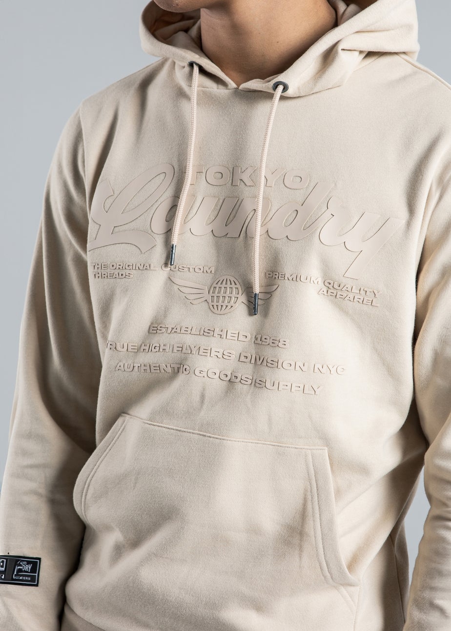 Tokyo Laundry Stone Raised Rubber Print Hoody with Drawcord