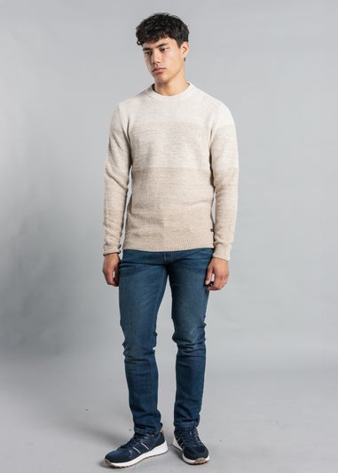 Tokyo Laundry Ecru Colour-Block Crew Neck Knit Jumper