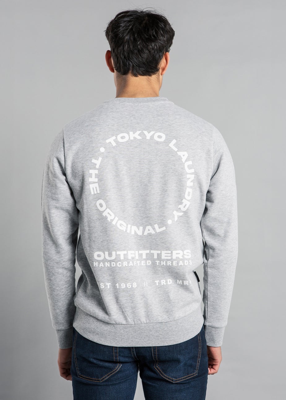 Tokyo Laundry Light Grey Crew Neck Sweatshirt with Logo Print