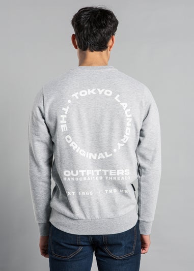 Tokyo Laundry Light Grey Crew Neck Sweatshirt with Logo Print