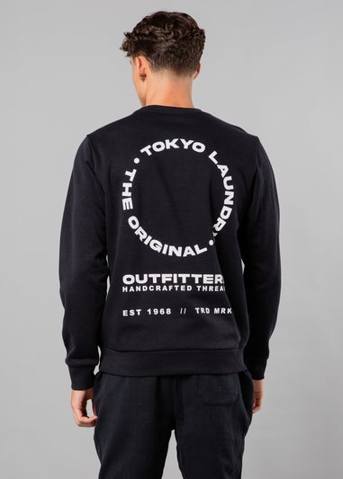 Tokyo Laundry Navy Crew Neck Sweatshirt with Logo Print