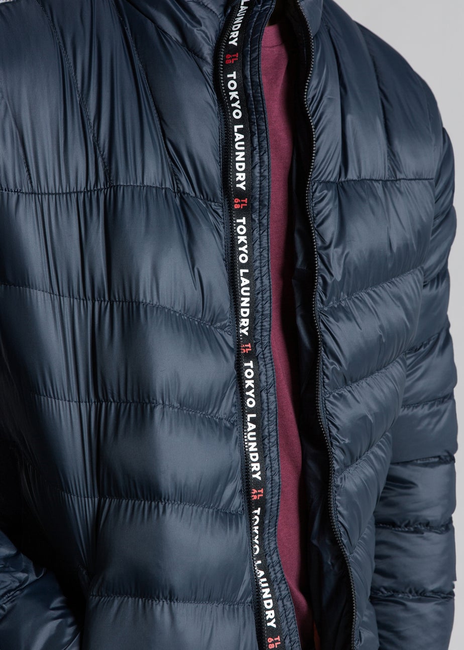 Tokyo Laundry Navy Padded Funnel Neck Full Zip Jacket