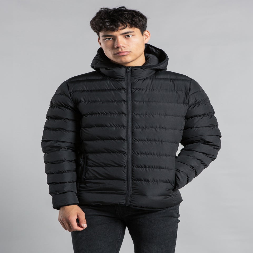 Tokyo Laundry Black Padded Hooded Jacket with Full Zip