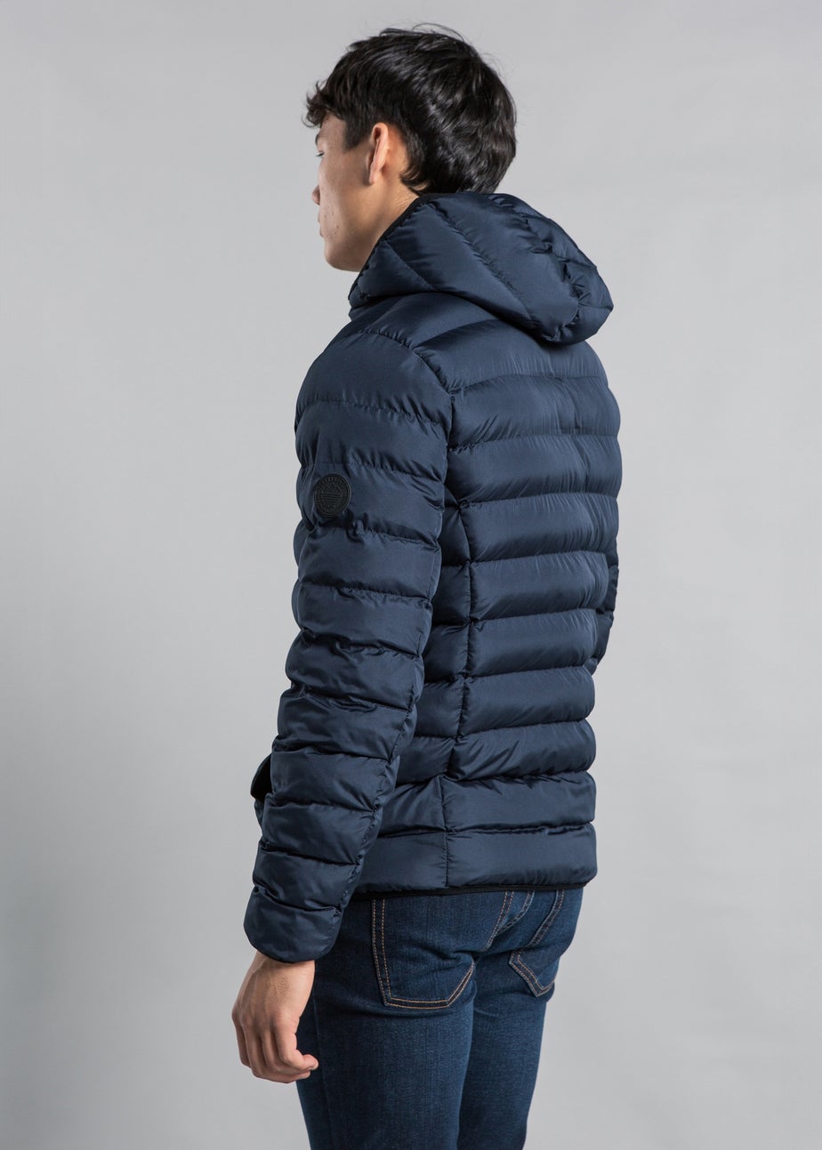 Tokyo Laundry Navy Padded Hooded Jacket with Full Zip