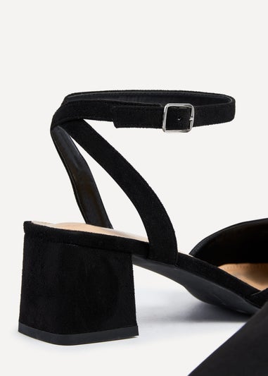 Linzi Suzy Wide Fit Black Faux Suede Court Heel