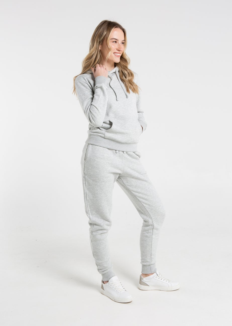 French Connection Light Grey Cotton Blend Regular Fit Logo Hoody