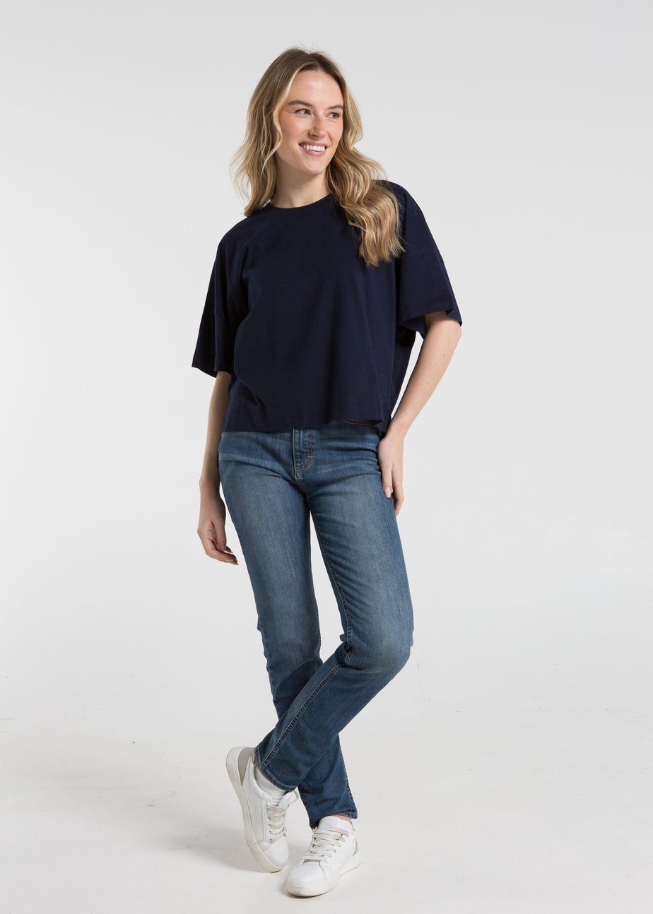 French Connection Navy 3-Pack Cotton Crew Neck Boxy Fit Short Sleeve T-Shirts