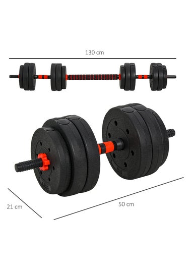 HOMCOM Adjustable 2-in-1 Barbell Dumbbells Weight Set for Body Fitness
