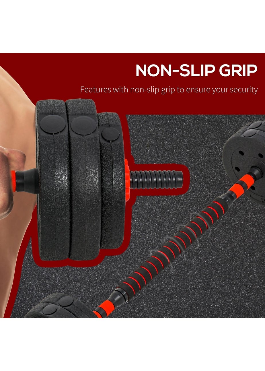 HOMCOM Adjustable 2-in-1 Barbell Dumbbells Weight Set for Body Fitness