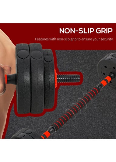 HOMCOM Adjustable 2-in-1 Barbell Dumbbells Weight Set for Body Fitness