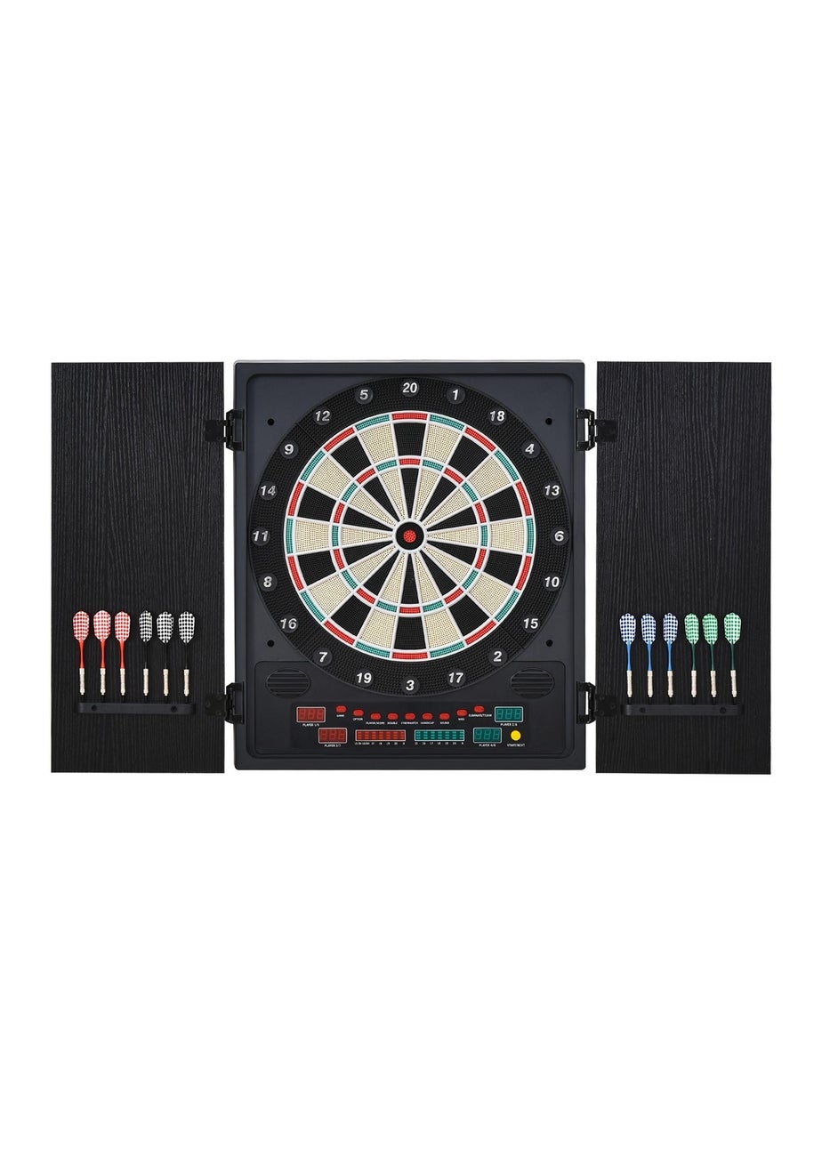 HOMCOM Electronic Dartboard In Case LED Scoreboard w/ 12 Darts 30 Heads Cabinet