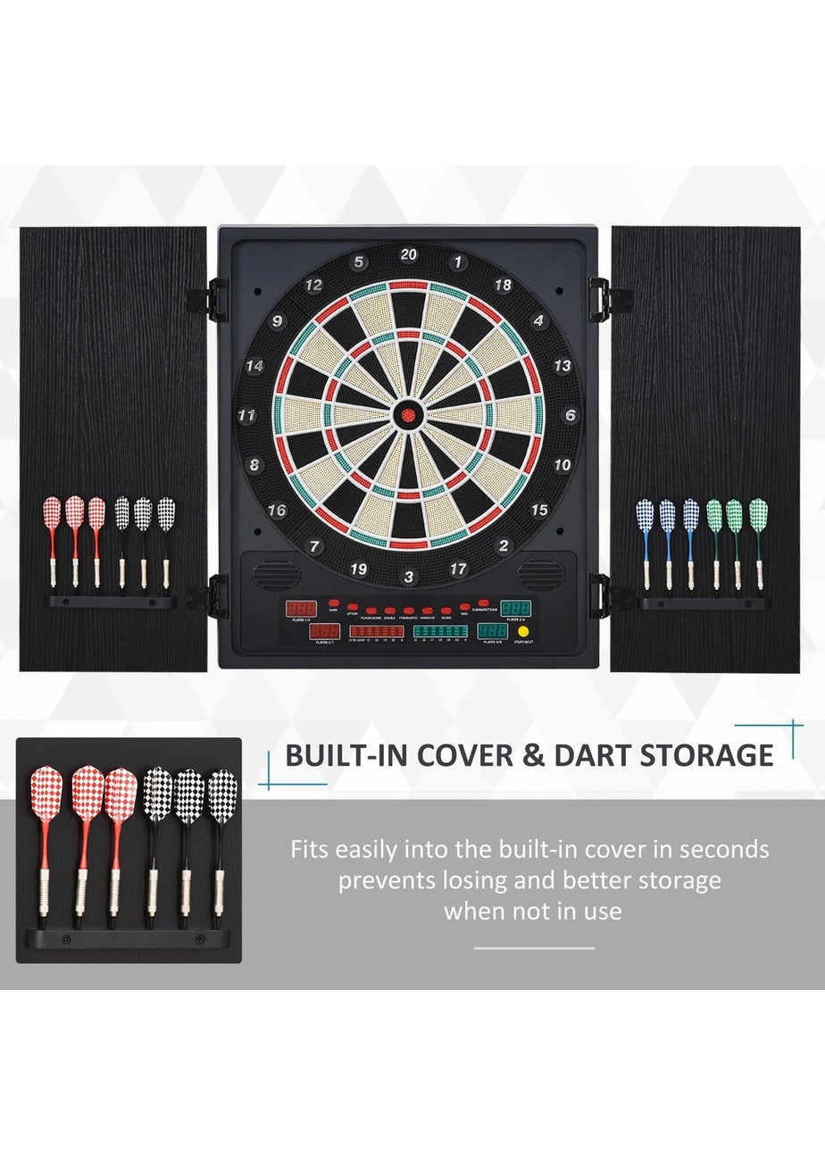 HOMCOM Electronic Dartboard In Case LED Scoreboard w/ 12 Darts 30 Heads Cabinet