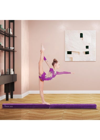 HOMCOM Balance Beam Trainer Fold Performance Gymnastics Suede Home