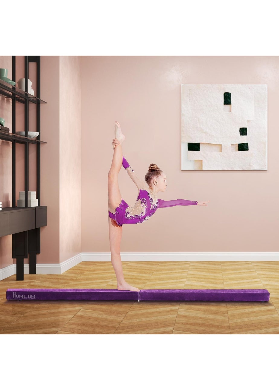HOMCOM Balance Beam Trainer Fold Performance Gymnastics Suede Home