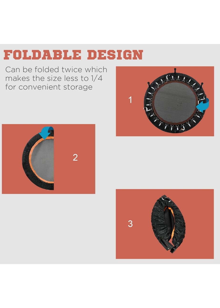 HOMCOM 40" Foldable Mini Fitness Trampoline w/ Foam Handle Orange