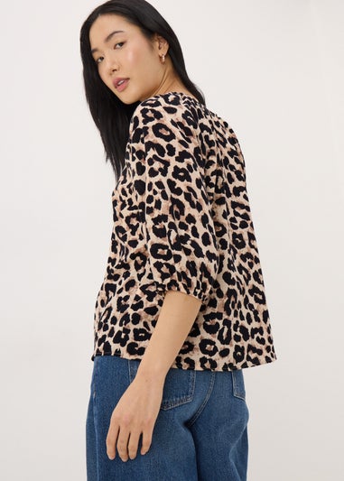 Brown Leopard Print Tea Blouse