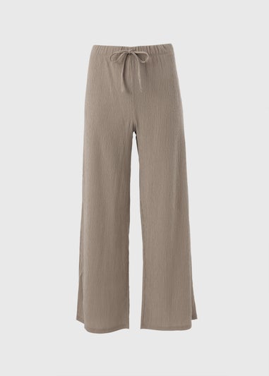 Taupe Co Ord Textured Trousers