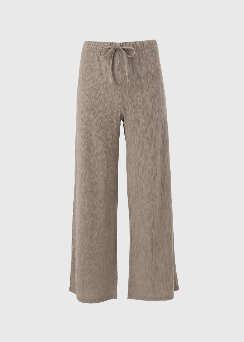 Taupe Co Ord Textured Trousers