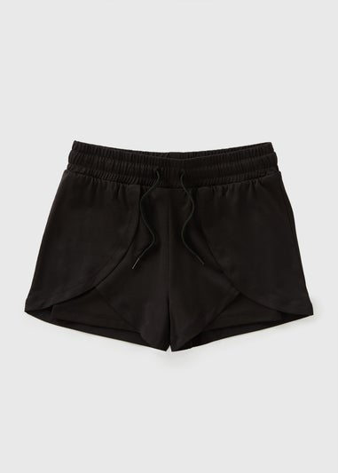 Girls Black Sports Runner Shorts (7-15yrs)