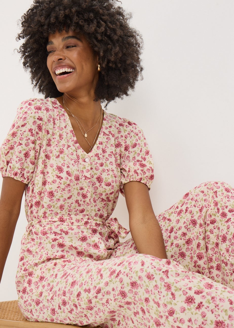 Pink Floral Jumpsuit