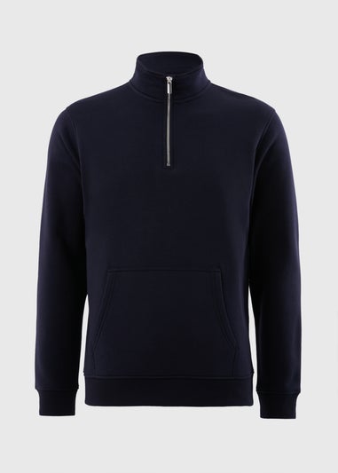 Navy Funnel 1/4 Zip Sweatshirt