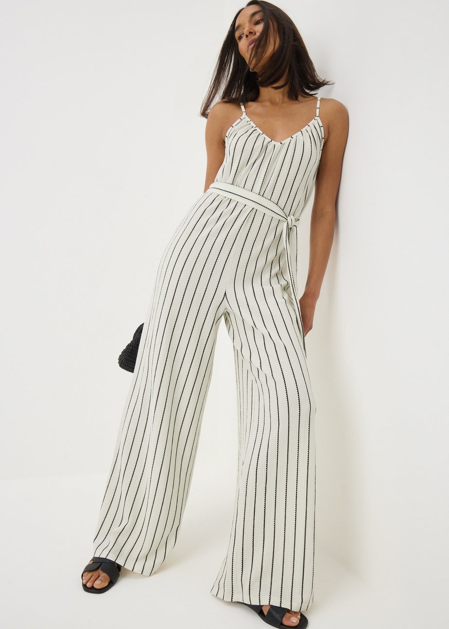Stone Stripe Wide Leg Jersey Jumpsuit