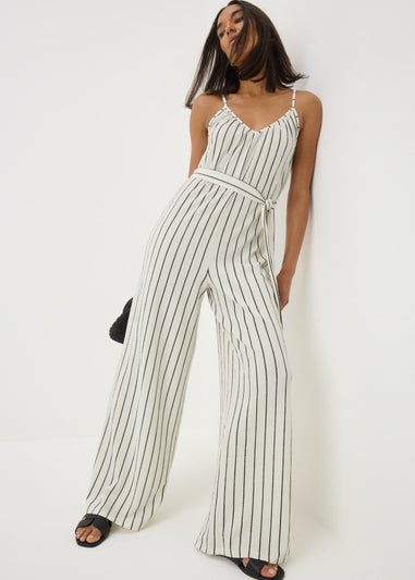 Stone Stripe Wide Leg Jersey Jumpsuit