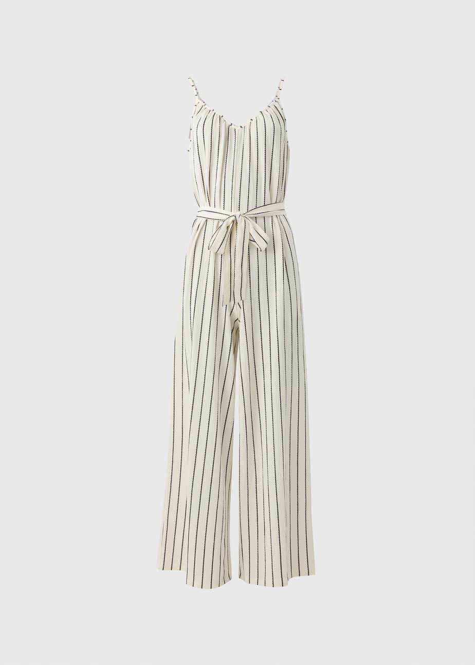 Stone Stripe Wide Leg Jersey Jumpsuit