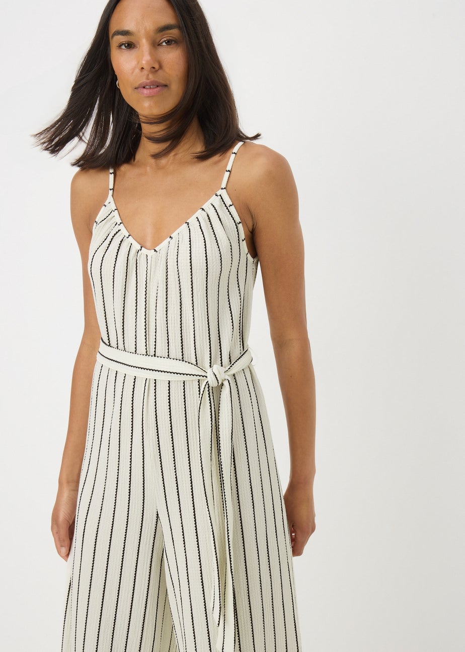 Stone Stripe Wide Leg Jersey Jumpsuit