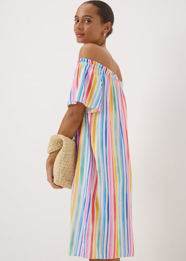 Multicoloured Rainbow Bardot Dress
