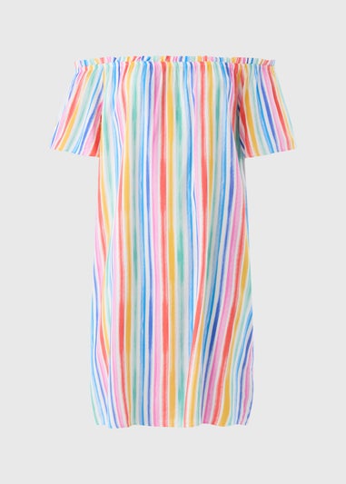 Multicoloured Rainbow Bardot Dress