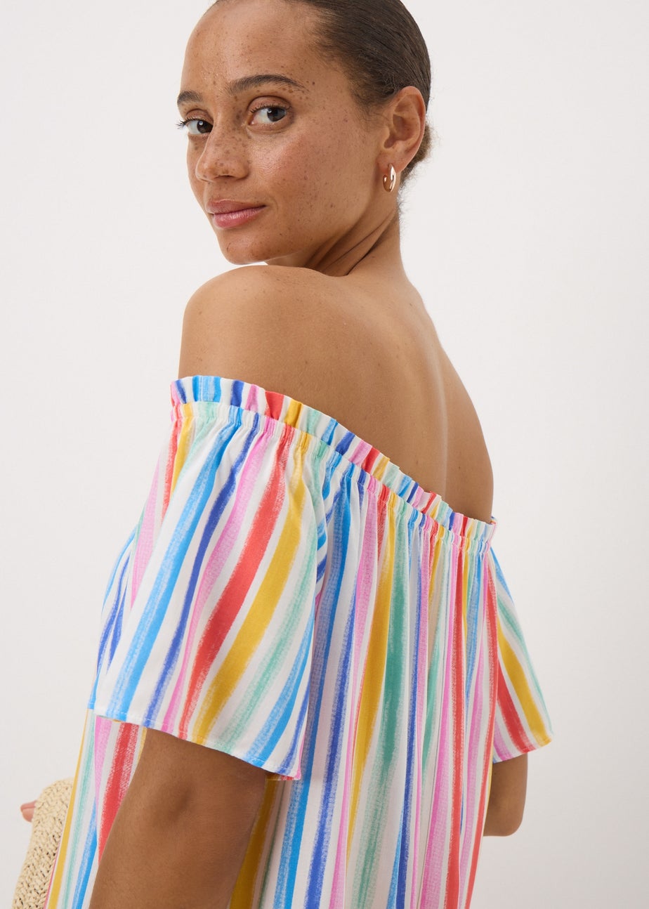 Multicoloured Rainbow Bardot Dress