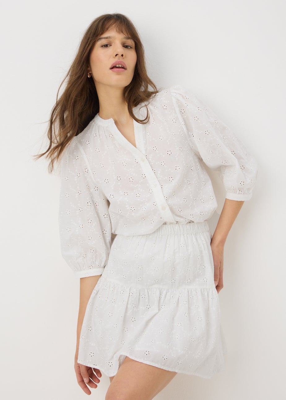 White Broderie Mini Skirt