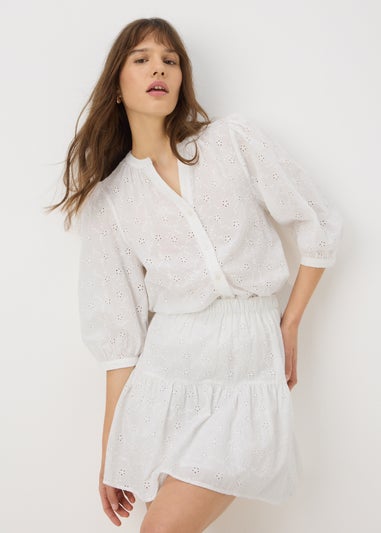 White Broderie Mini Skirt