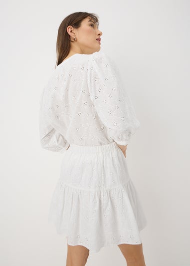 White Broderie Mini Skirt