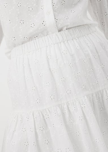 White Broderie Mini Skirt