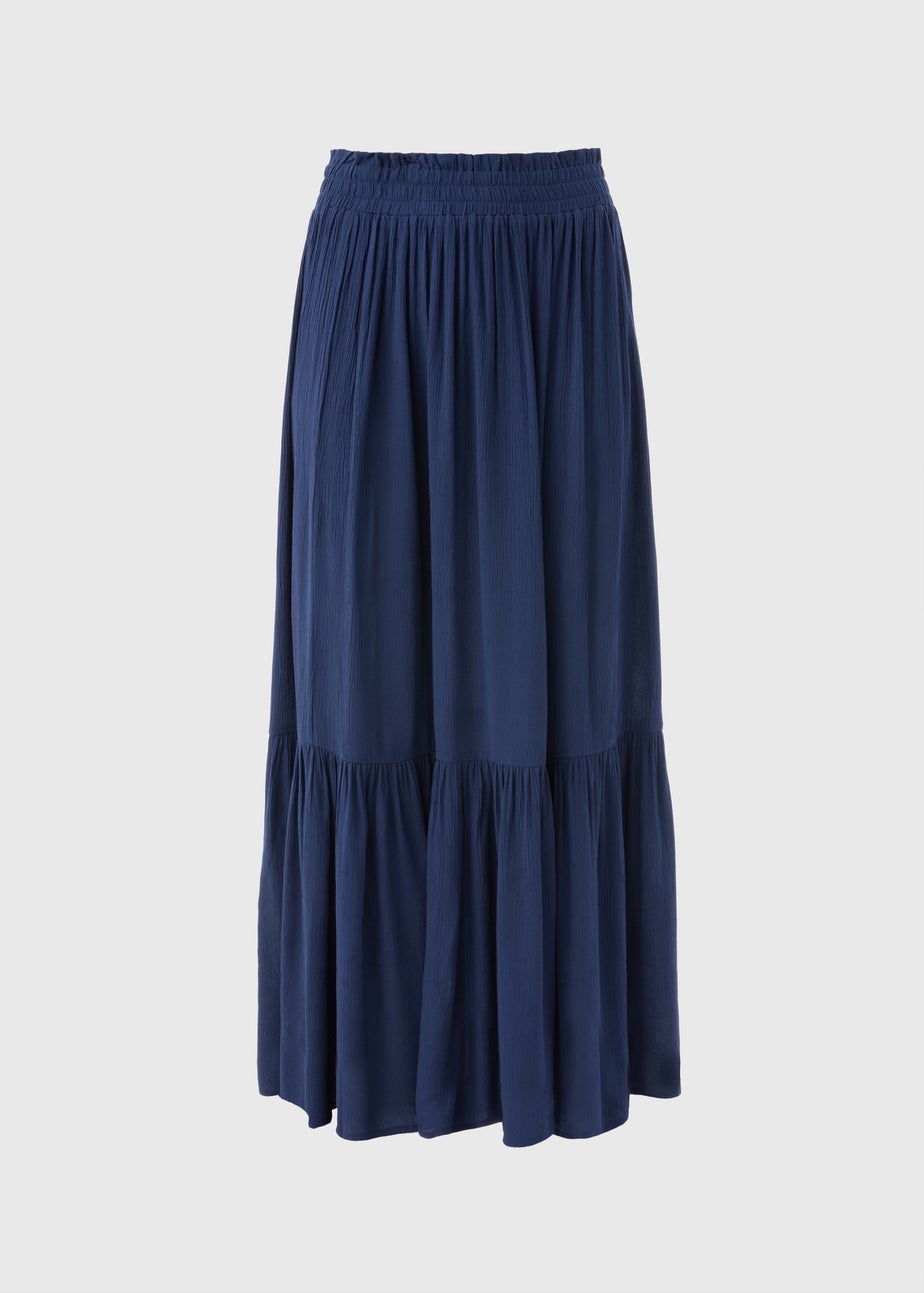 Navy Cheesecloth Maxi Skirt